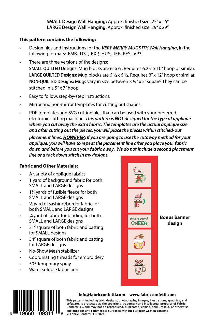 Very Merry Mugs In The Hoop Wall Hanging
