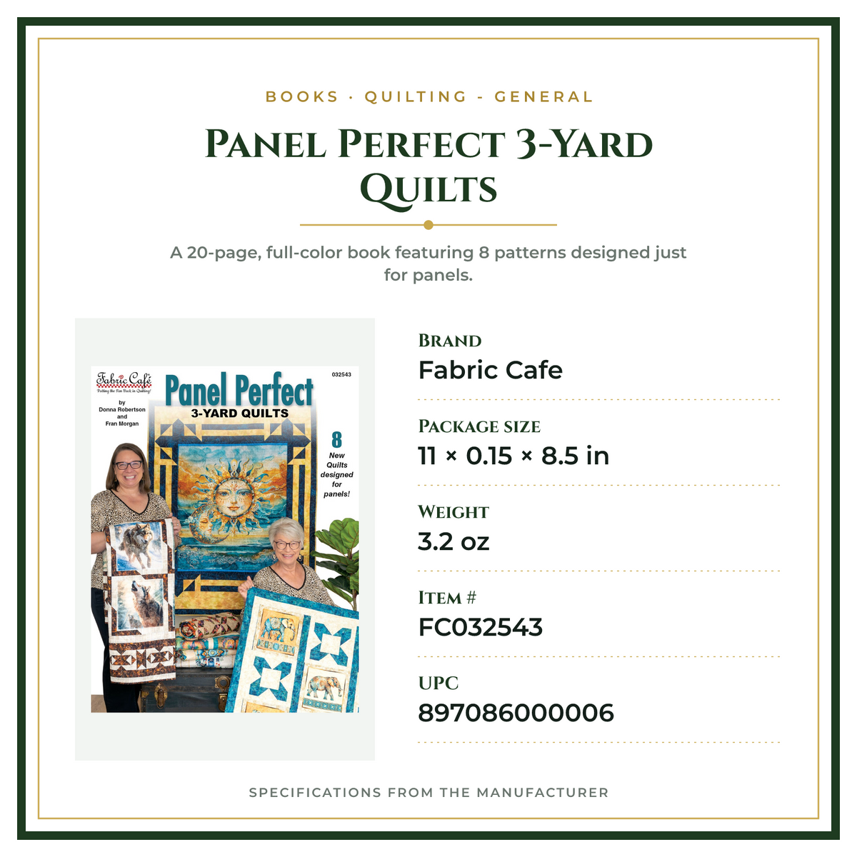 Product Specifications – Panel Perfect 3-Yard Quilts