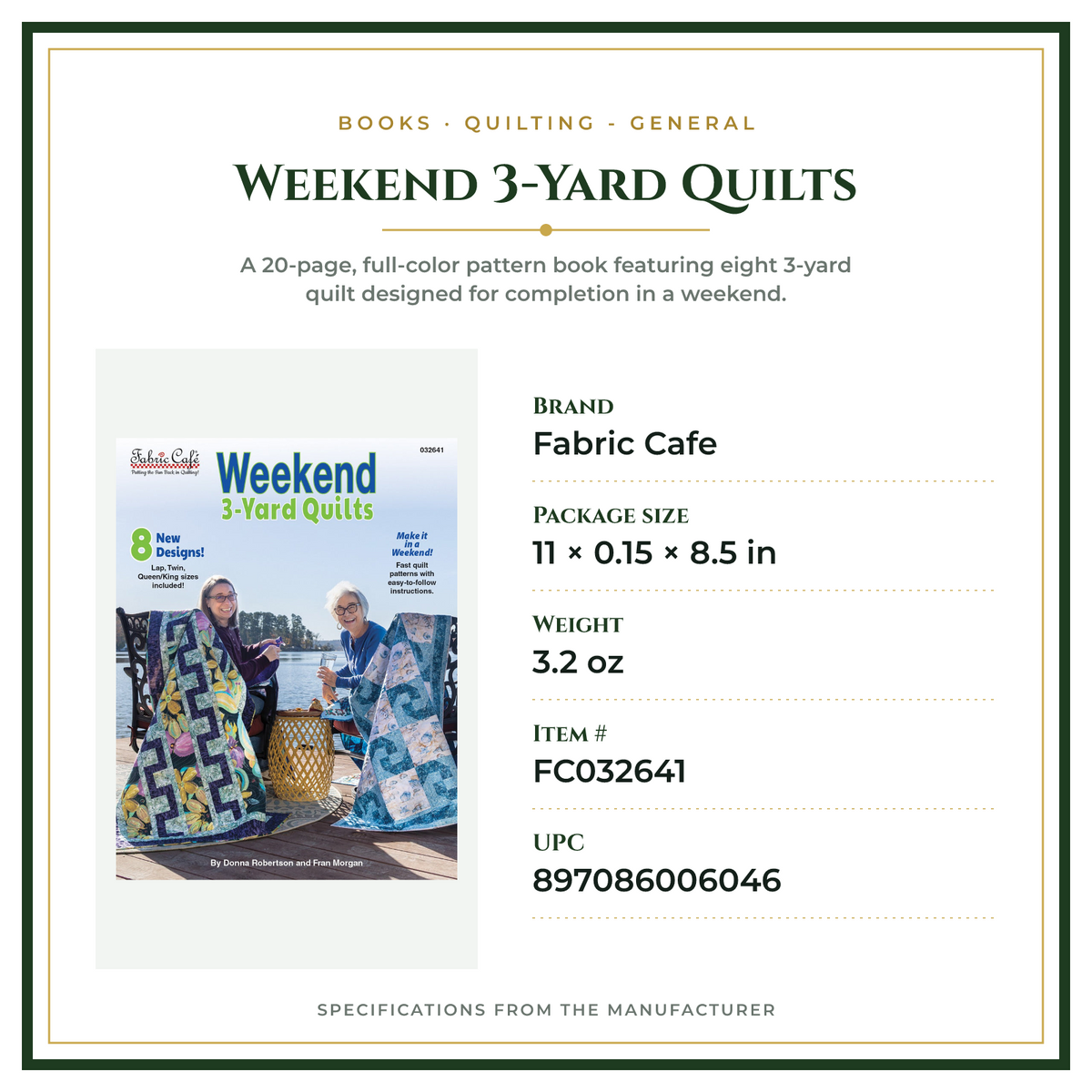 Product Specifications – Weekend 3-Yard Quilts
