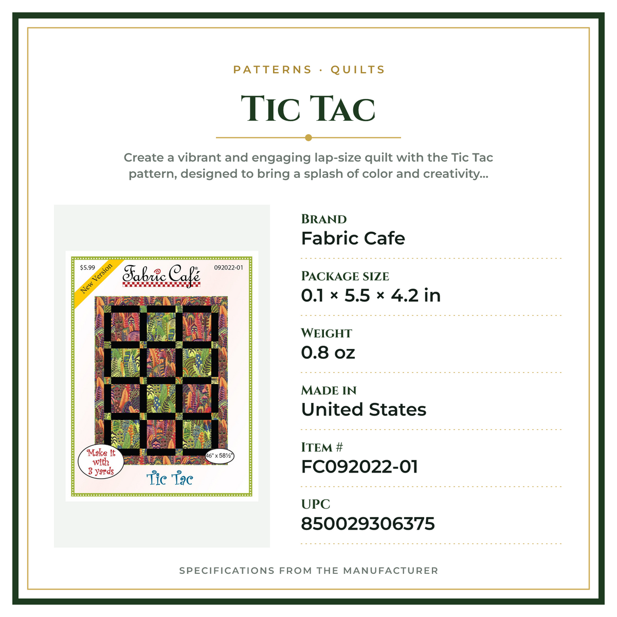 Product Specifications – Tic Tac