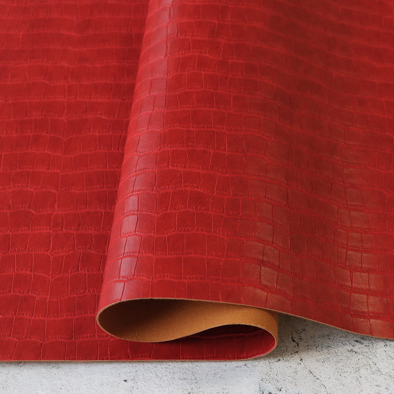 Crimson Red Faux Crocodile Leather 5yds