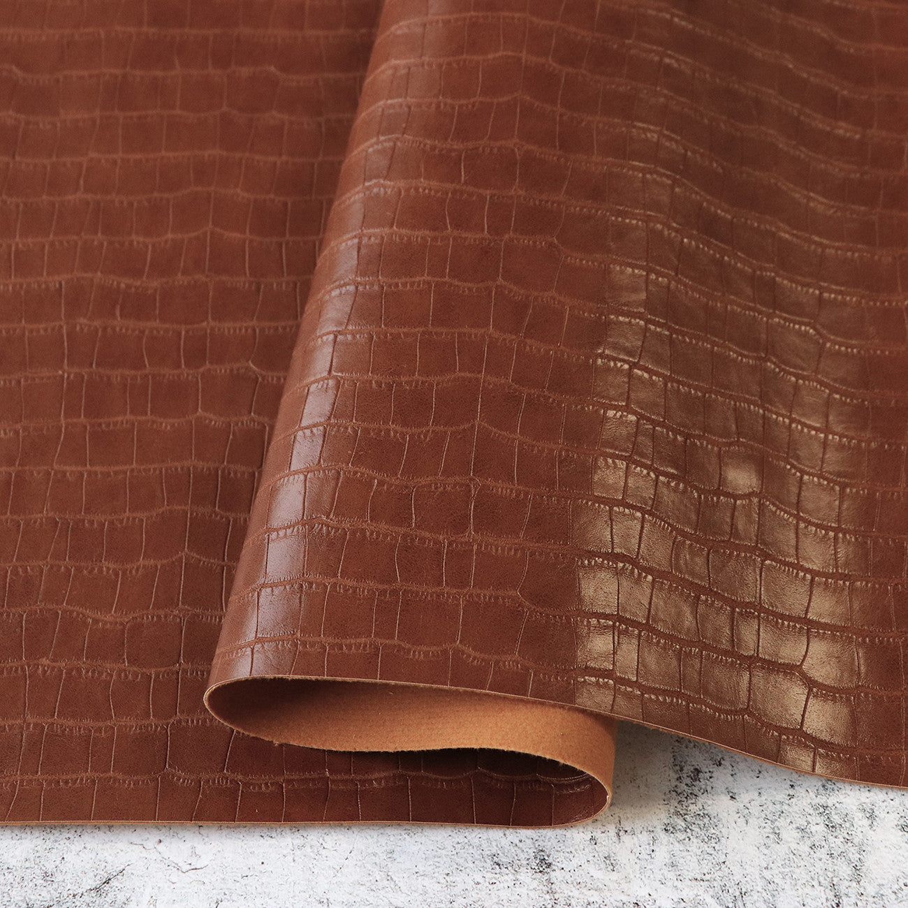 Saddle Brown Faux Crocodile Leather 5yds