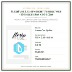 Product Specifications – FlexiFuse Lightweight Fusible Web - 10 Sheets 8in x 10-1/2in