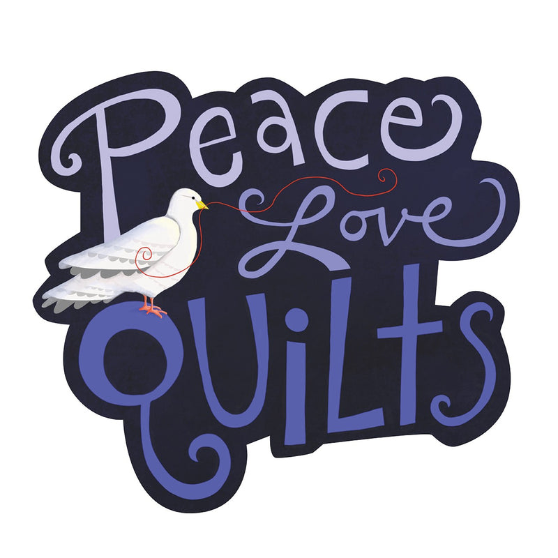 Sticker Peace Love Quilts 3pk