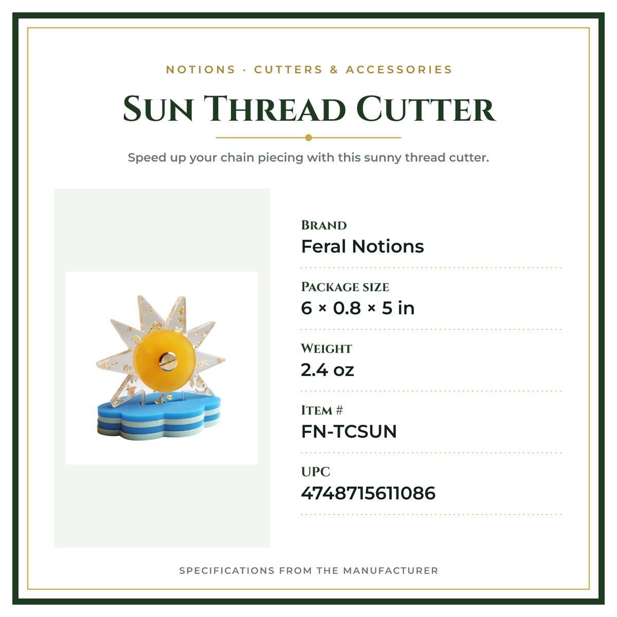 Product Specifications – Sun Thread Cutter