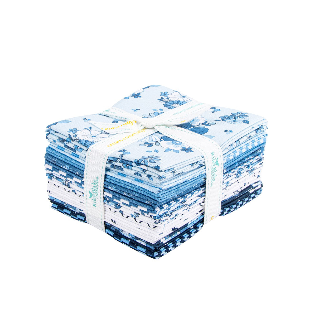 Blue Blooms and Threads Fat Quarter Bundle, 16pcs