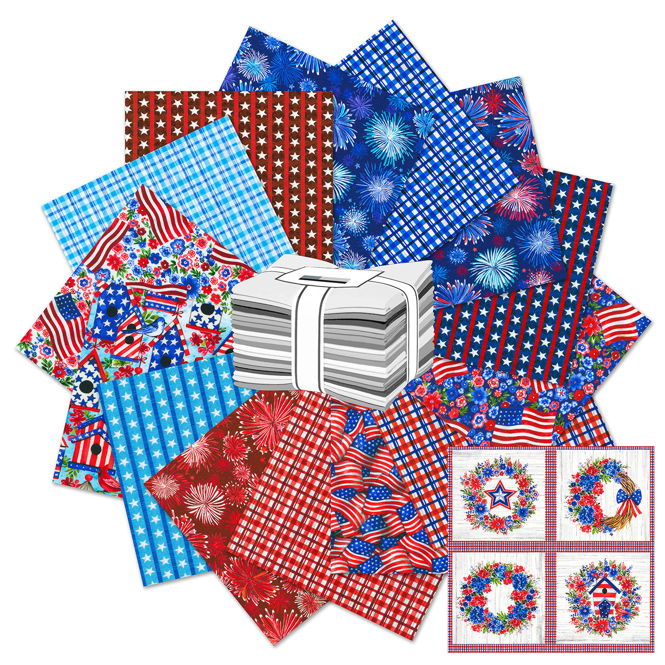 Fat Quarter Bundles Independence Day 15pcs