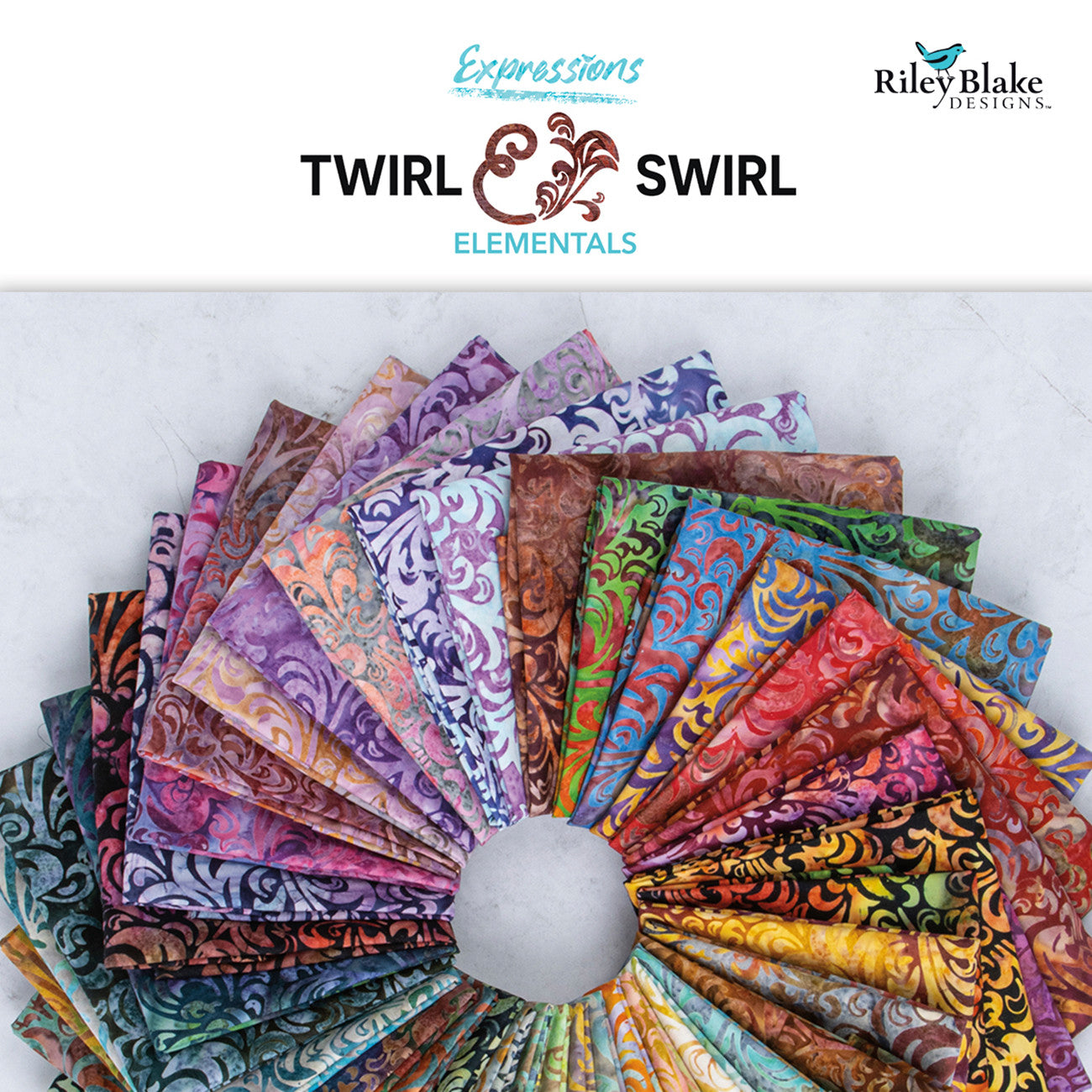Batiks Elementals Twirl & Swirl Fat Quarter Bundle B, 9pcs