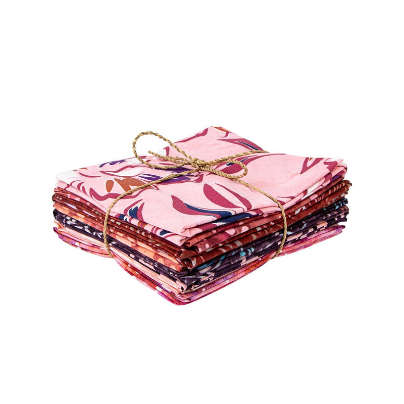 Batiks A Nod to Mod Peach Fat Quarter Bundle B, 8pcs