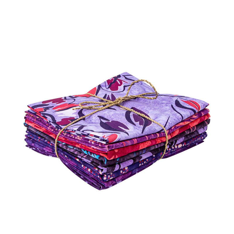 Batiks A Nod to Mod Purple Fat Quarter Bundle C, 8pcs