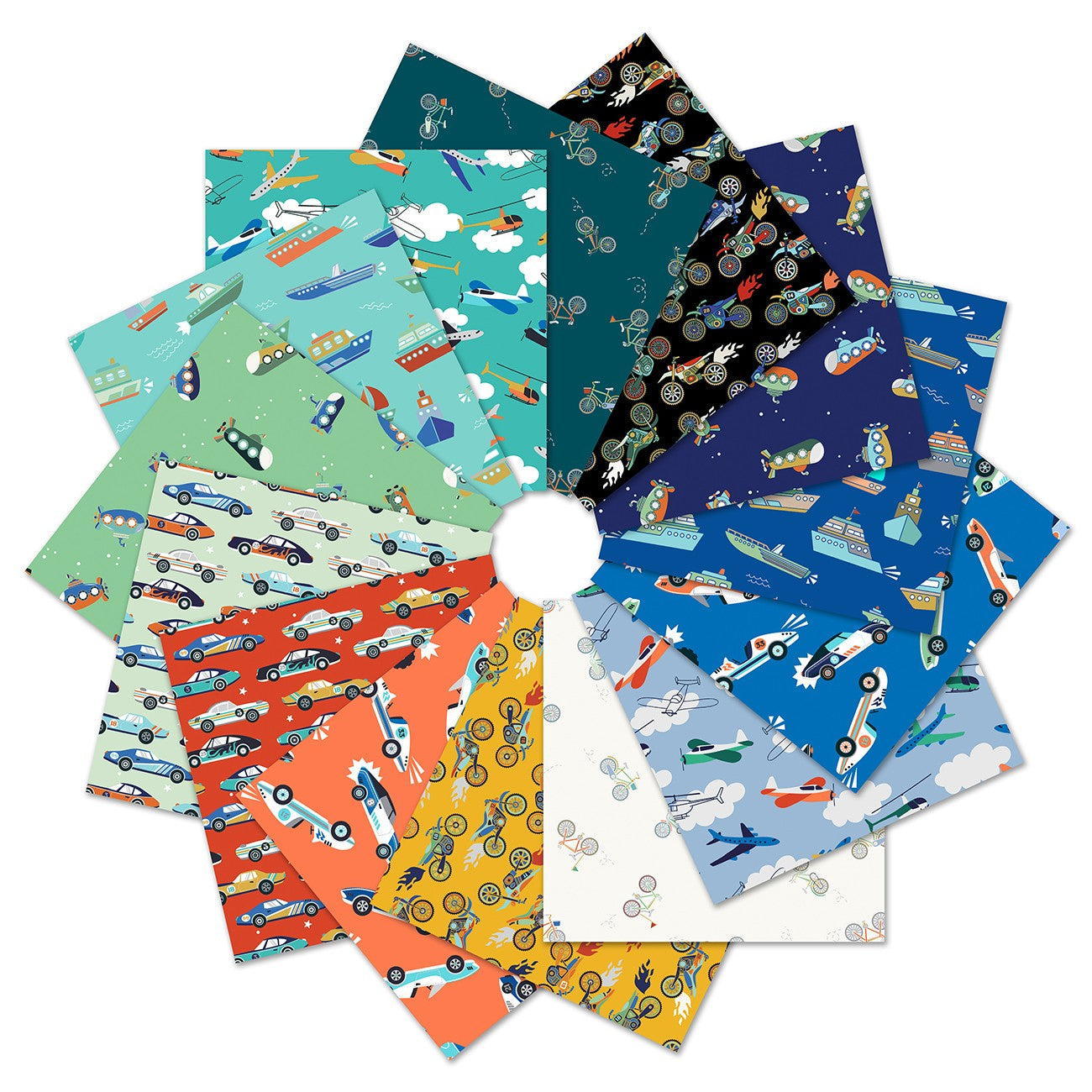 Fat Quarter Full Speed Ahead, 14pcs/bundle