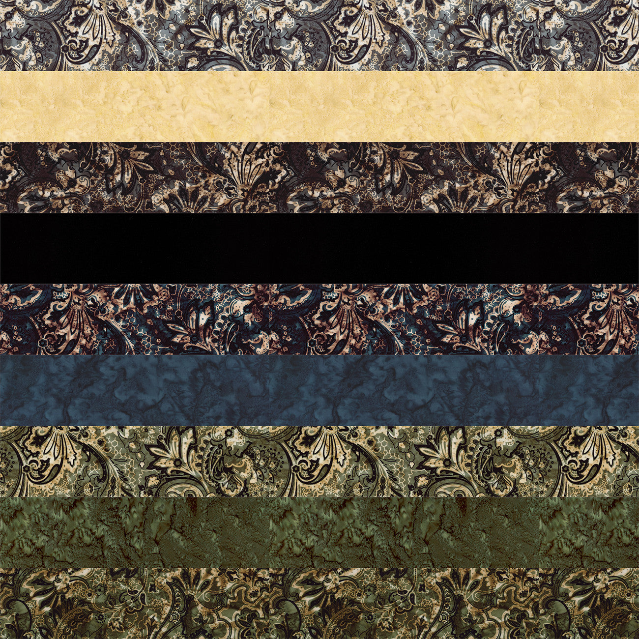Batiks Bandana Fat Quarter Bundle A, 9 Pcs.