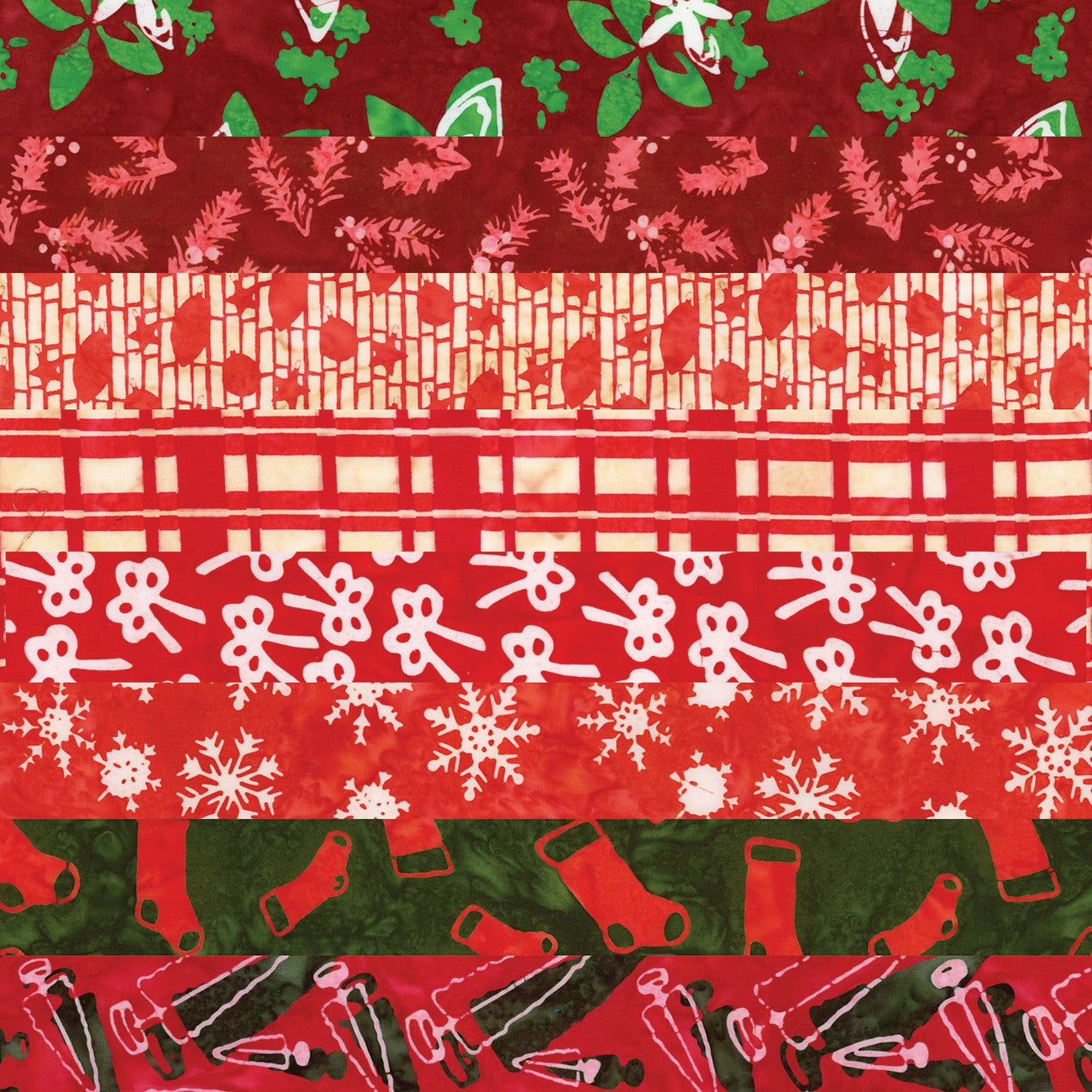 Batiks Holiday Happiness Ribbon Fat Quarter Bundle 8 Pcs.