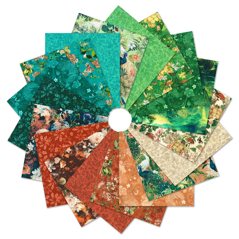 Fat Quarter Bundle Peacock Paradise, 15pcs/bundle