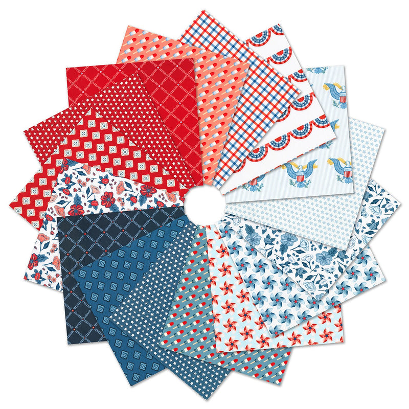Fat Quarter Bundle Red White & Sew Blue, 15pcs/bundle