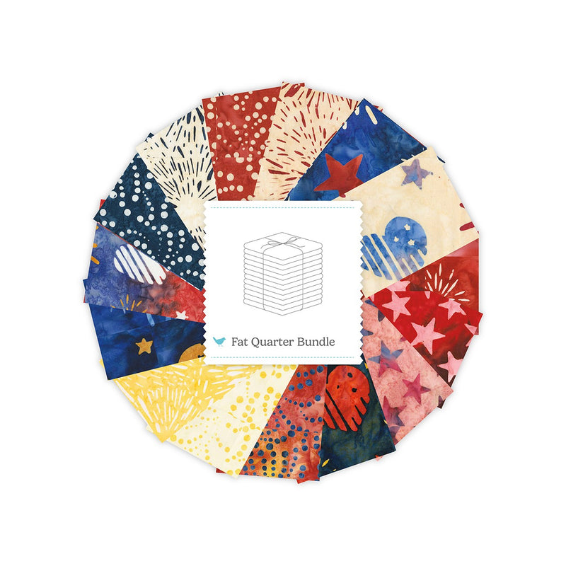 Batiks Spark of Celebration Old Glory Fat Quarter Bundle B, 15 Pcs.