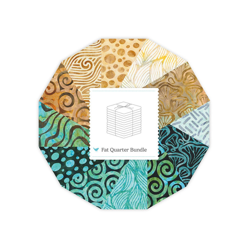 Batiks Modern Motion Coastal Fat Quarter Bundle B, 12 Pcs.