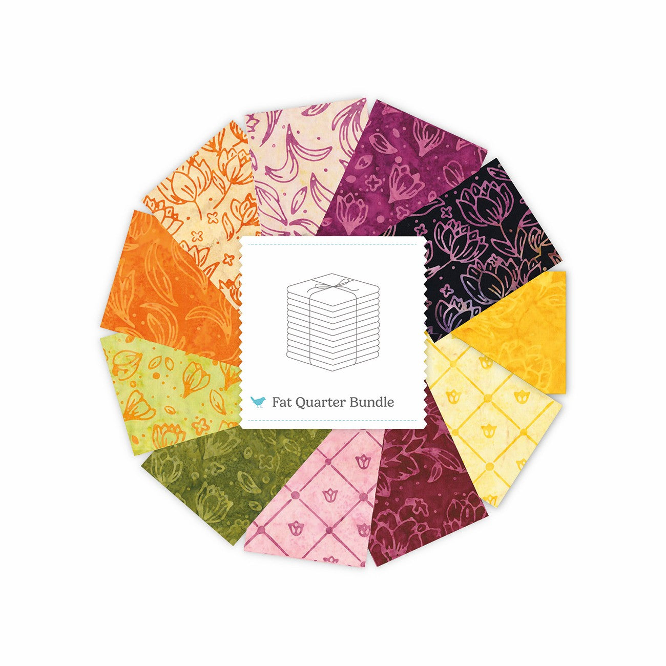 Batiks Charm & Splendor Fat Quarter Bundle A, 11 Pcs.