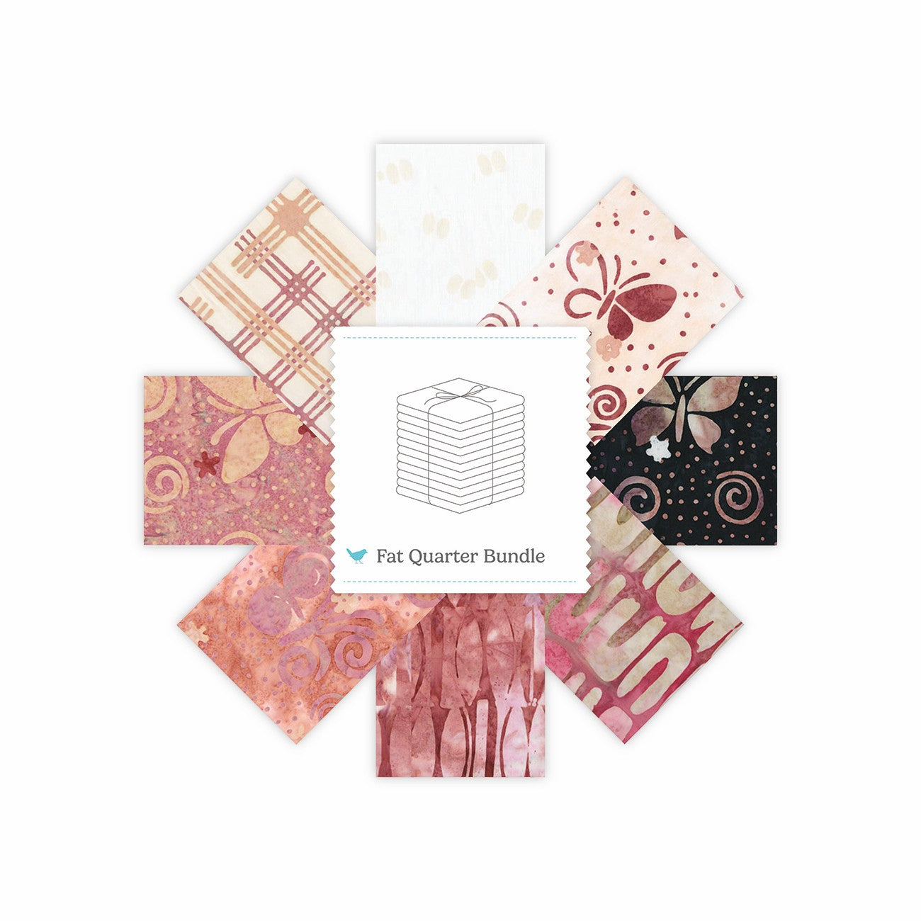 Batiks Painted Wings Fat Quarter Bundle A, 8 Pcs.