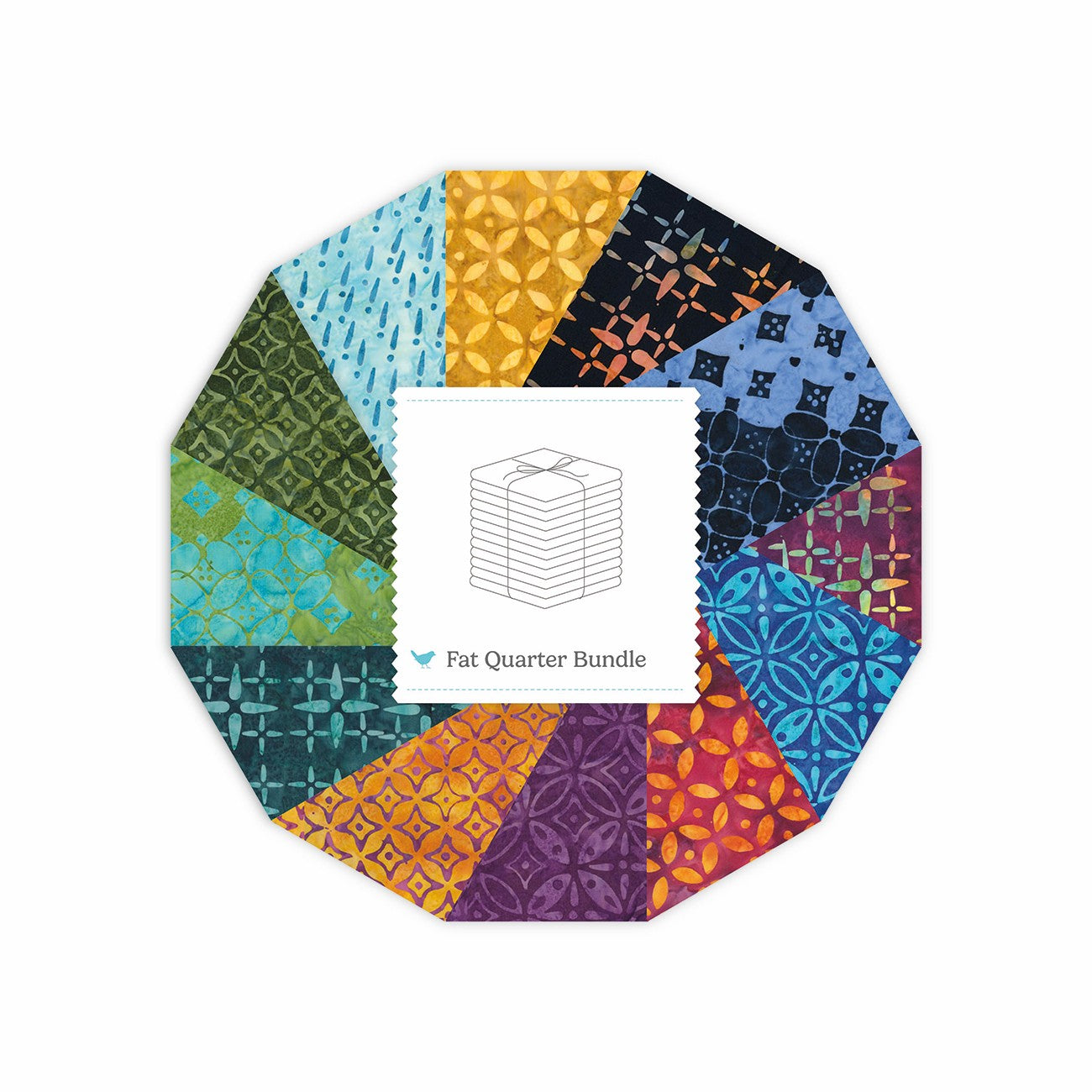 Batiks Echoes Electric Pulse Fat Quarter Bundle B, 12 Pcs.