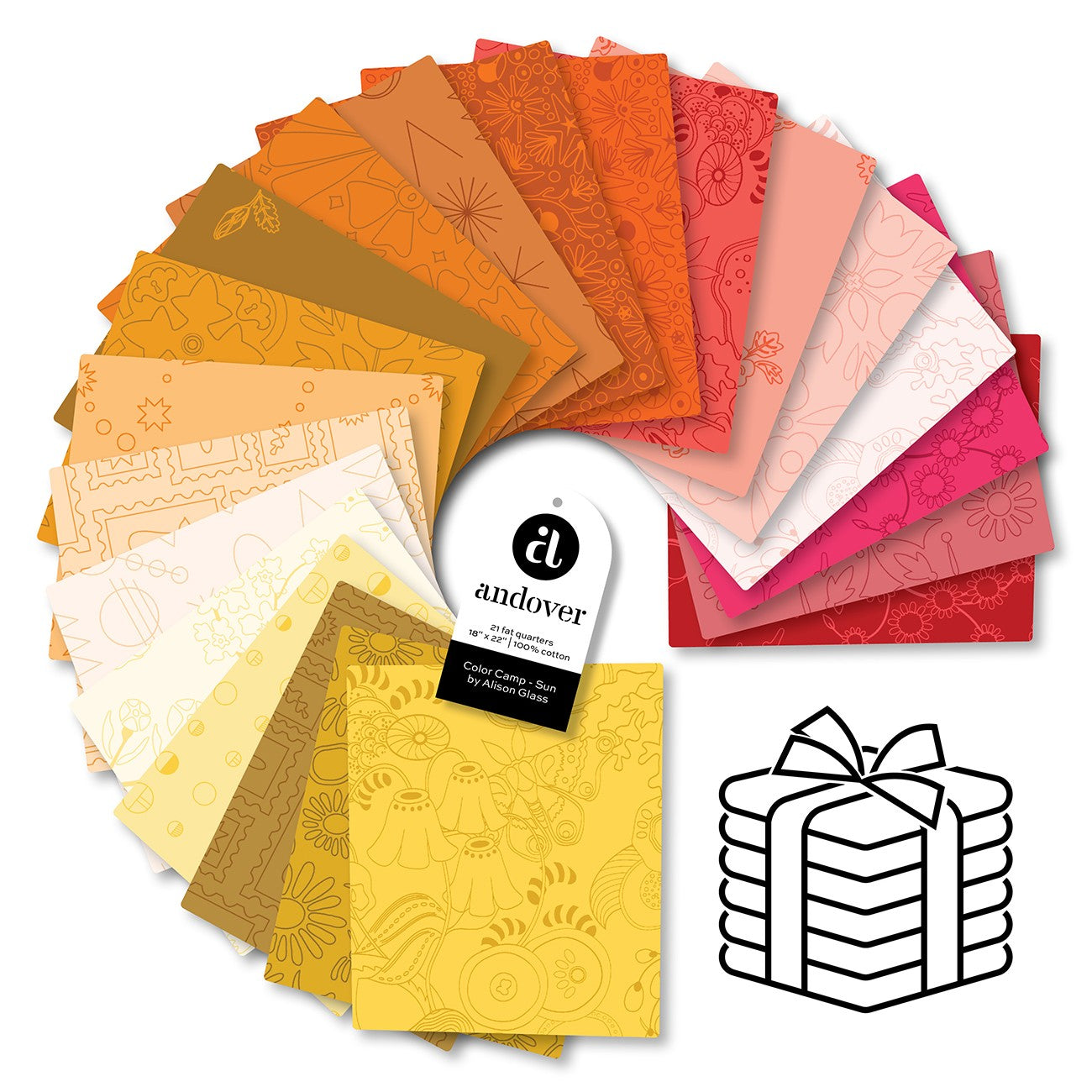 Color Camp Sun Fat Quarter Bundle 21 Cuts Each
