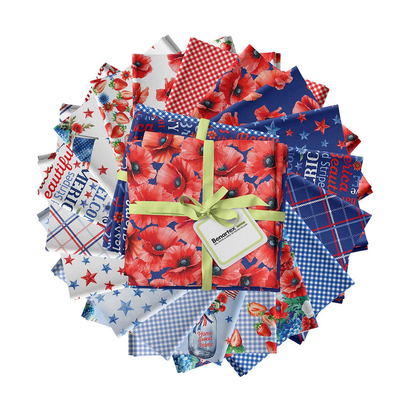 Fat Quarter Red, White & Sweet, 18pcs/bundle