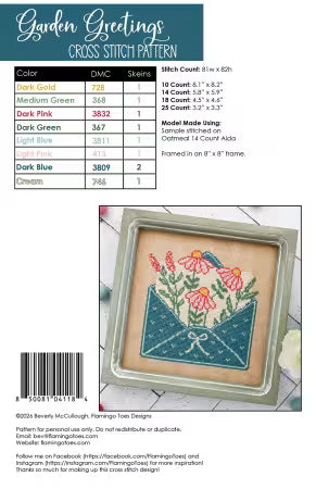 Garden Greetings Cross Stitch Pattern