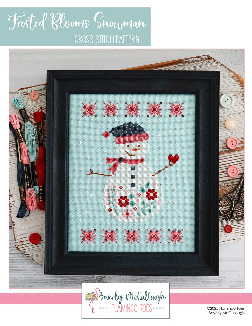Frosted Blooms Snowman Cross Stitch