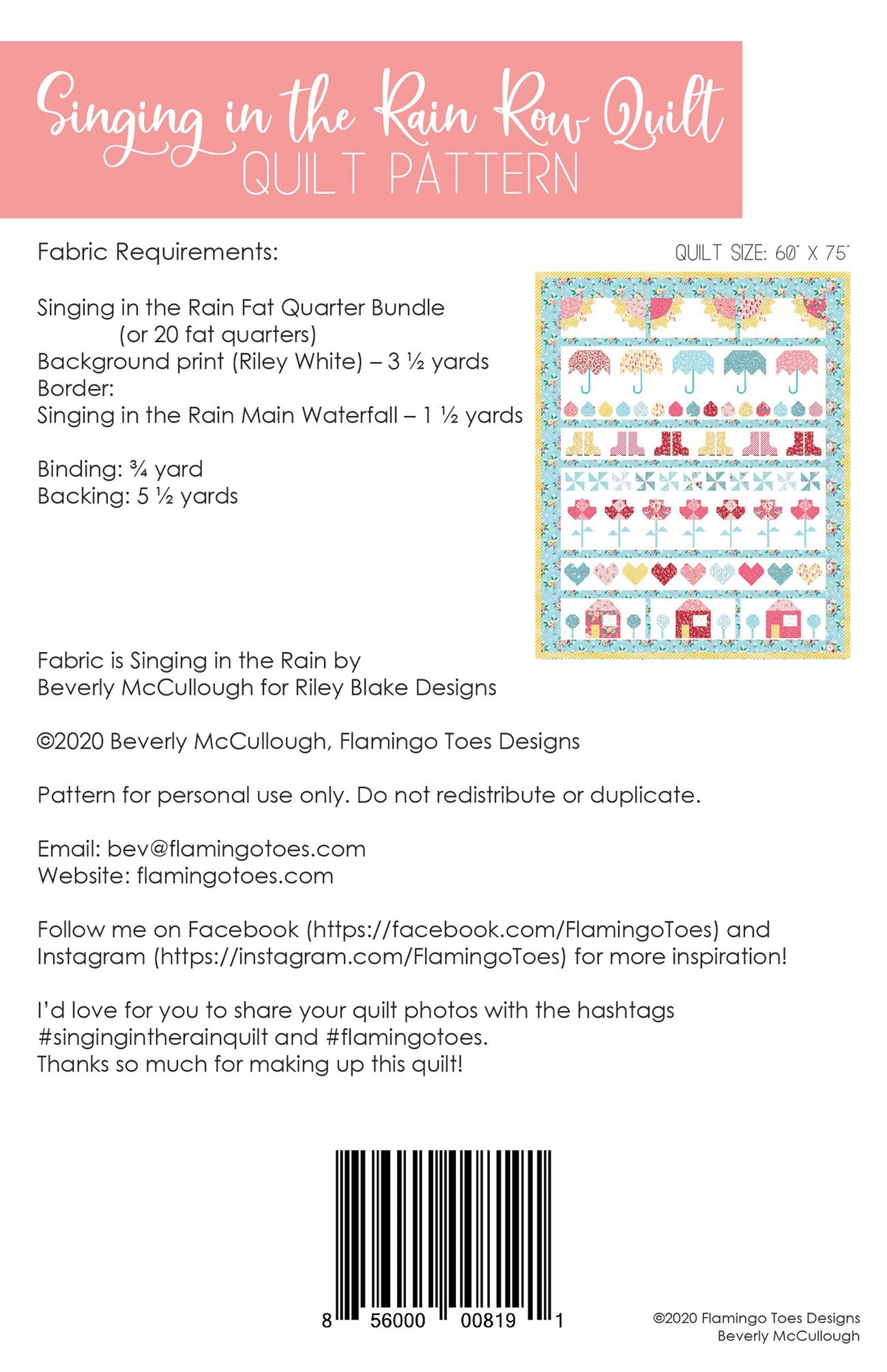 Singing in the Rain Row Quilt