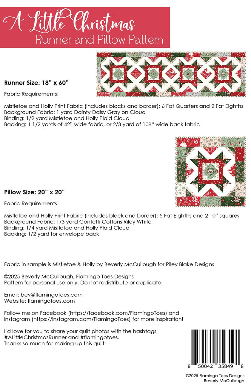 A Little Christmas Runner and Pillow Pattern