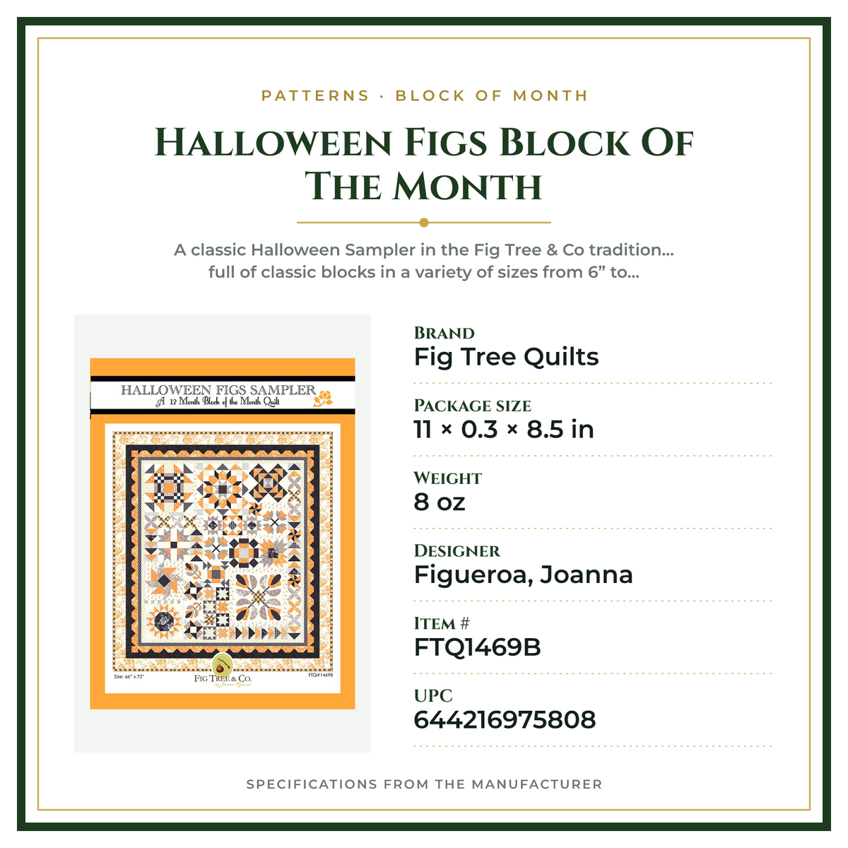 Product Specifications – Halloween Figs Block Of The Month