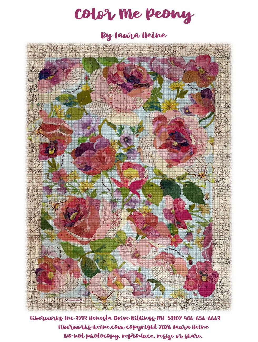 Color Me Peony Collage Pattern