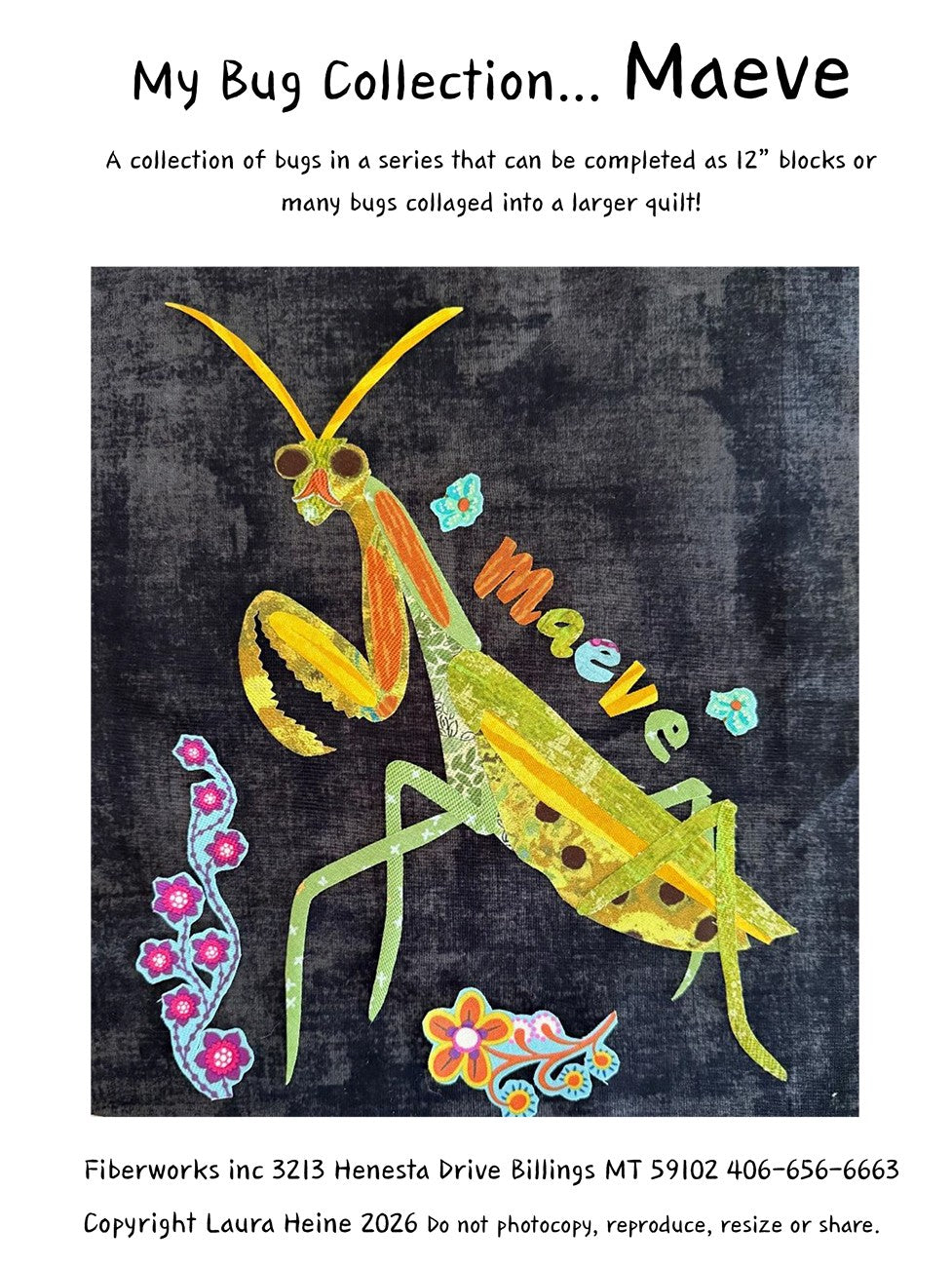 My Bug Collection...Maeve Praying Mantis Collage Pattern by Laura Heine