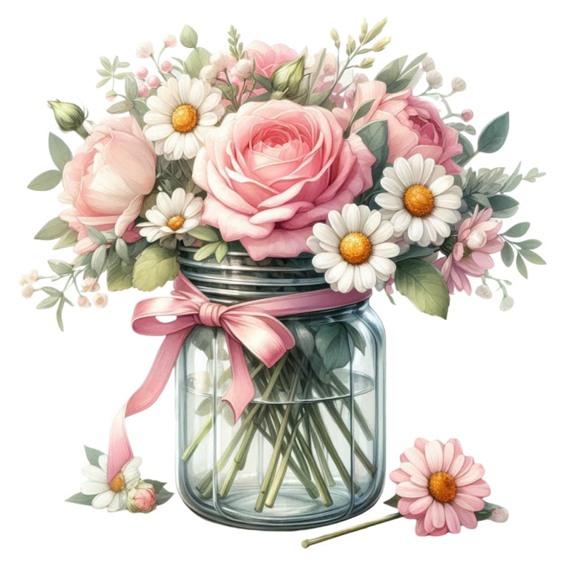 Flowers in a Jar Fabric Panel 11