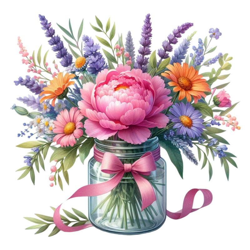 Flowers in a Jar Fabric Panel 19