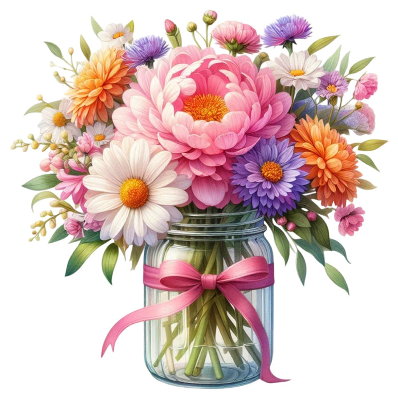 Flowers in a Jar Fabric Panel 21