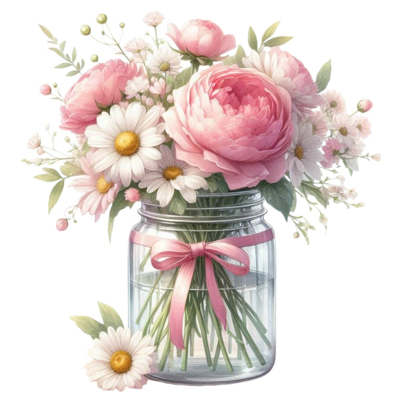 Flowers in a Jar Fabric Panel 5