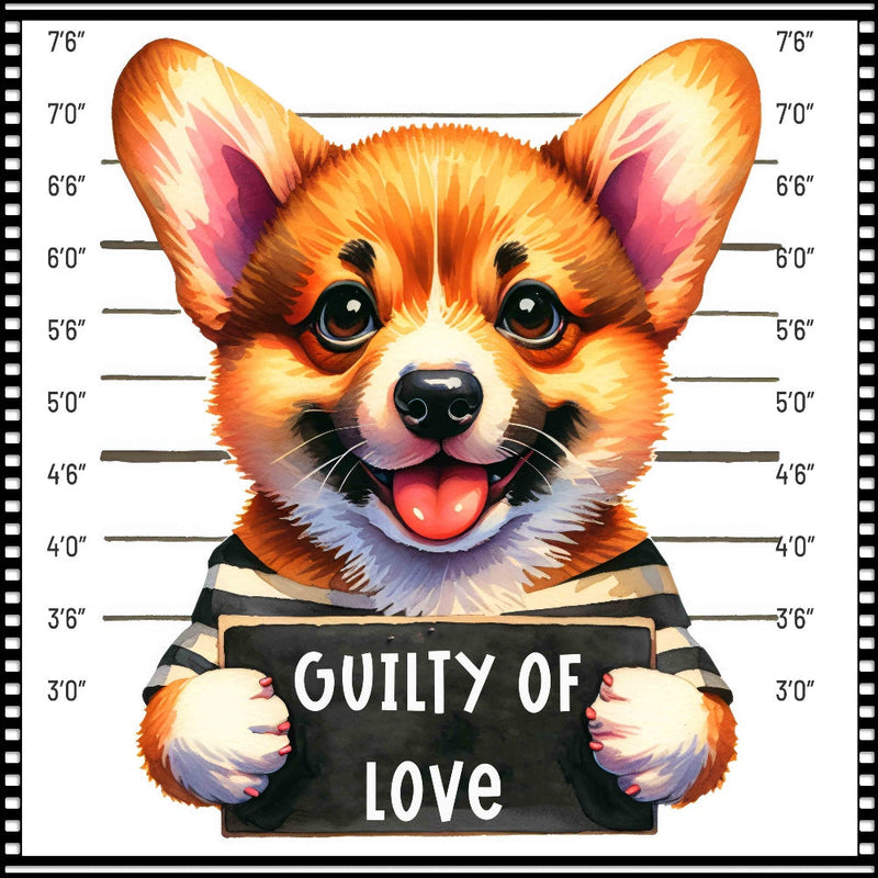 Funny Dog Mugshots Corgi Fabric Panel