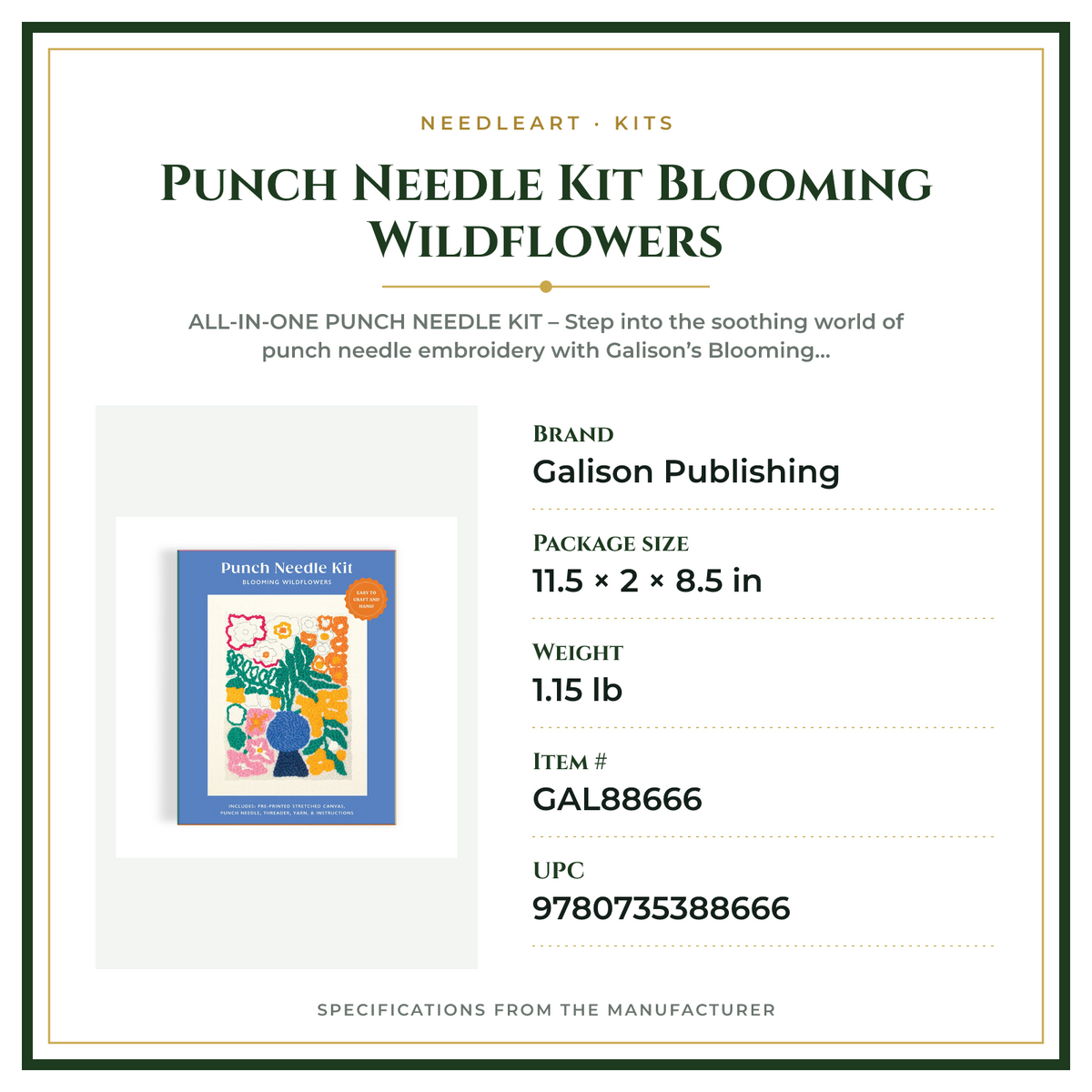Product Specifications – Punch Needle Kit Blooming Wildflowers