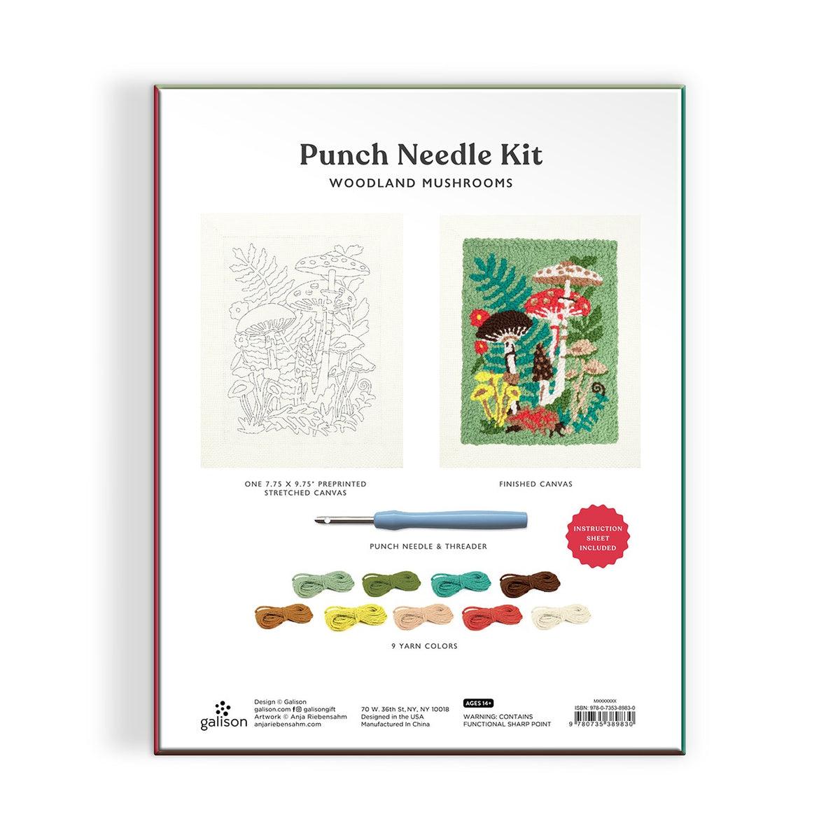Punch Needle Kit Woodland Mushrooms