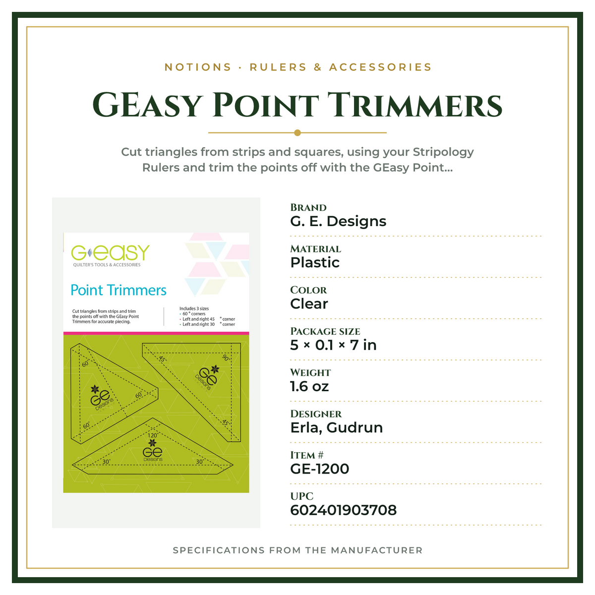 Product Specifications – GEasy Point Trimmers