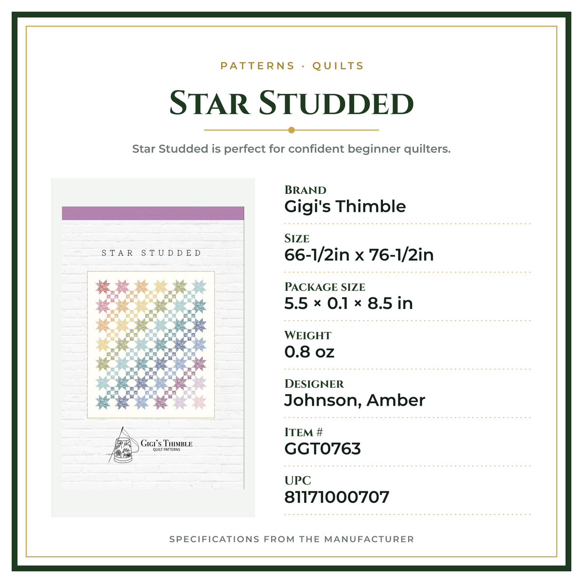Product Specifications – Star Studded