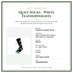 Product Specifications – Quilt Socks - White Featherweights