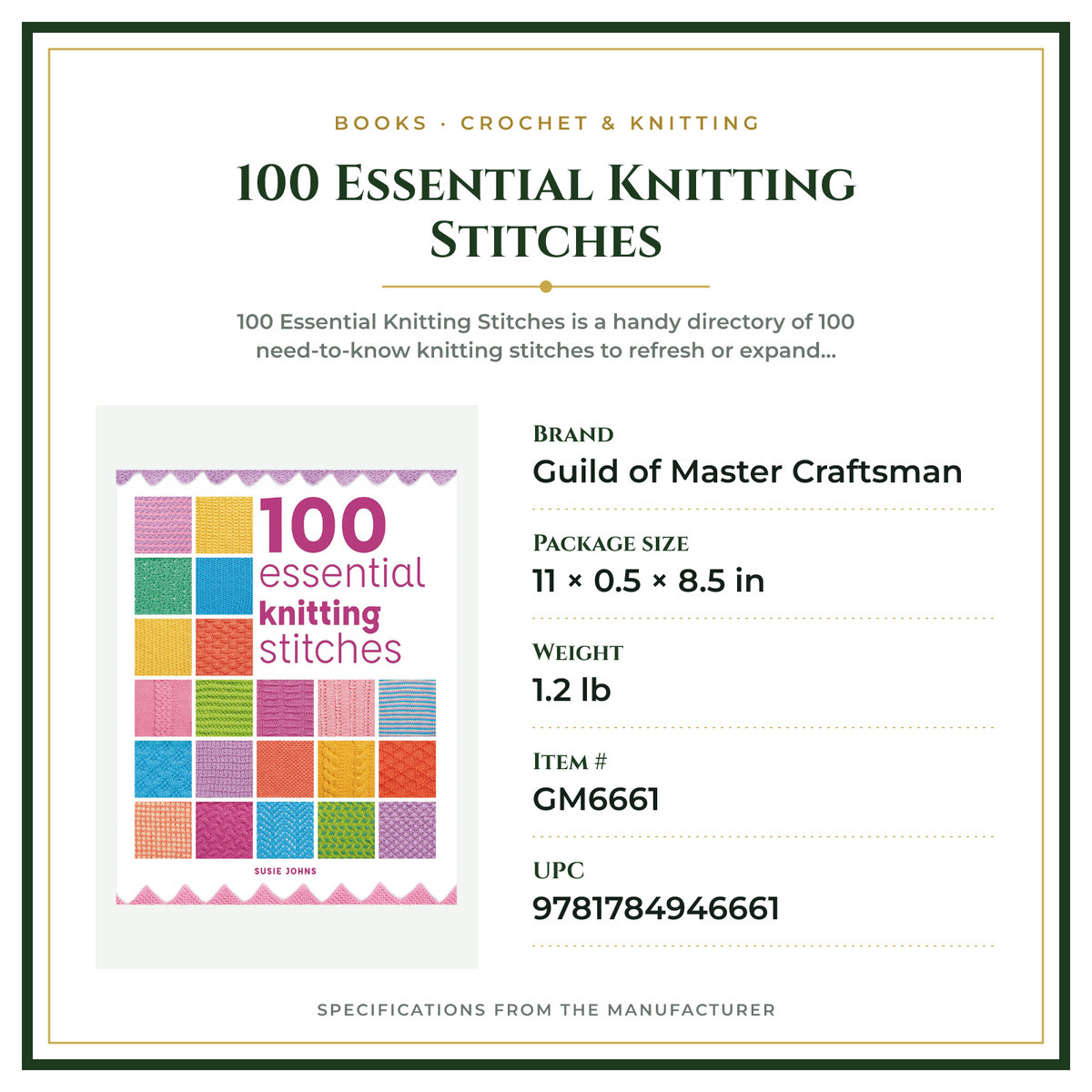 Product Specifications – 100 Essential Knitting Stitches