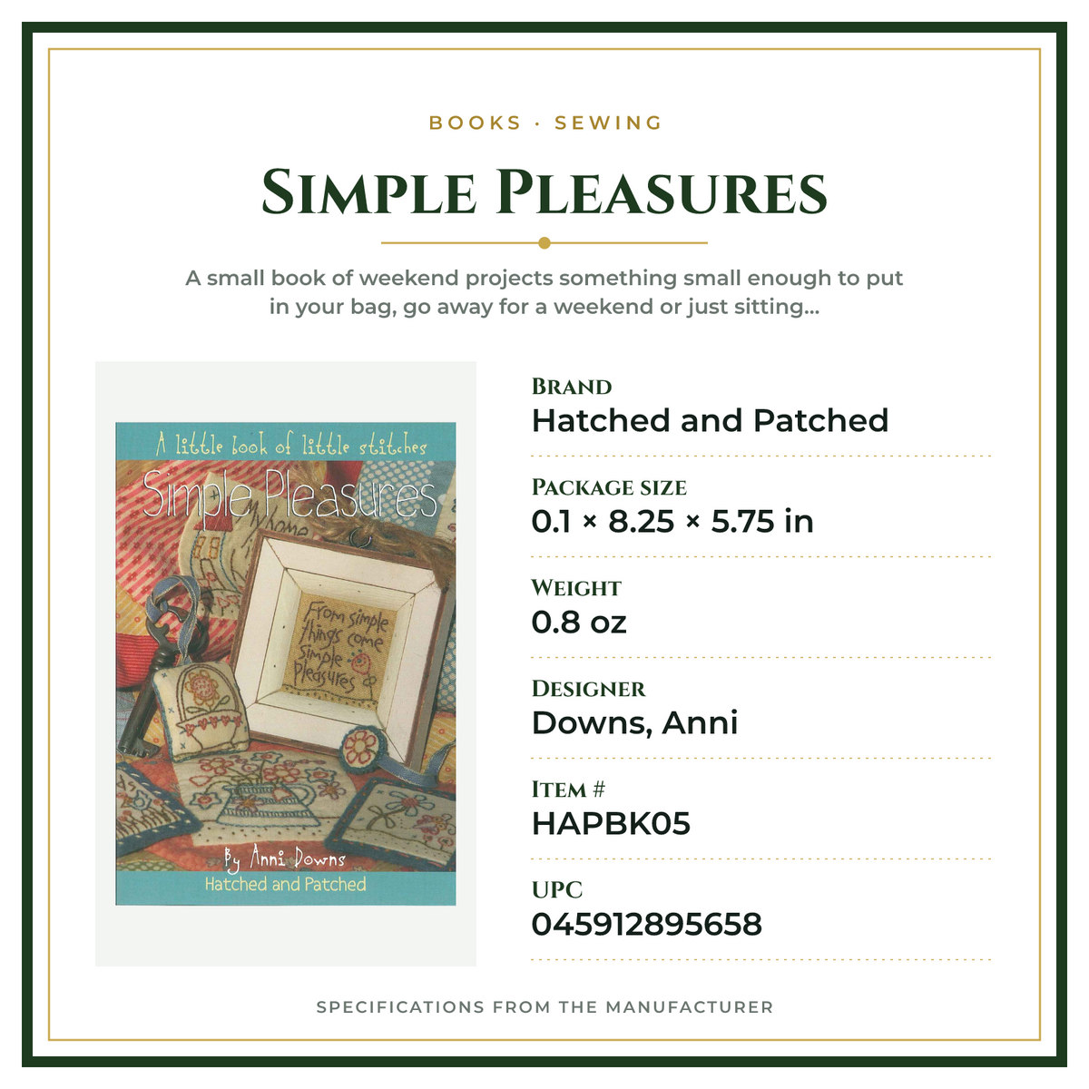 Product Specifications – Simple Pleasures
