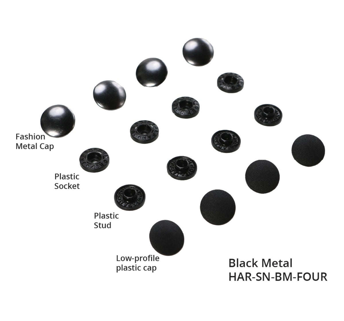 Tool-free Snaps - Set of Four - Black Metal