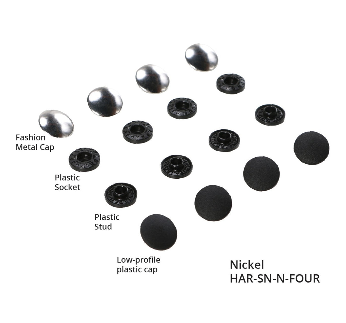 Tool-free Snaps - Set of Four - Nickel