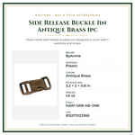 Product Specifications – Side Release Buckle 1in Antique Brass 1pc