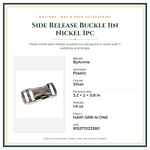 Product Specifications – Side Release Buckle 1in Nickel 1pc