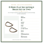 Product Specifications – D Ring Flat 1in Antique Brass Set of Two